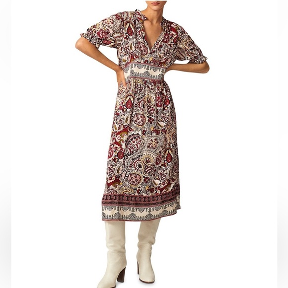 Ba&sh Zael Printed Midi Dress Size US 8 - Picture 2 of 14